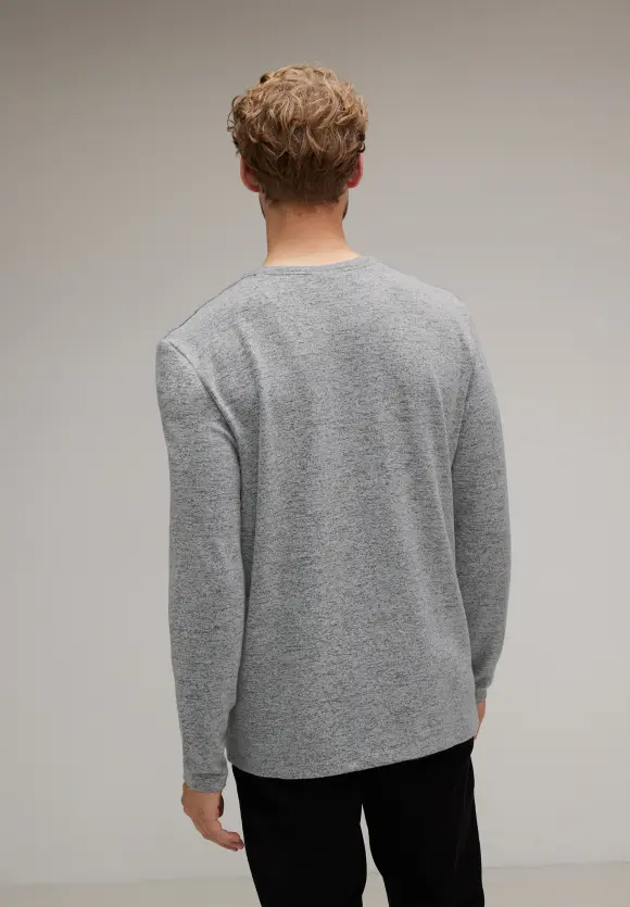 Softes Melange Langarmshirt - stone grey melange