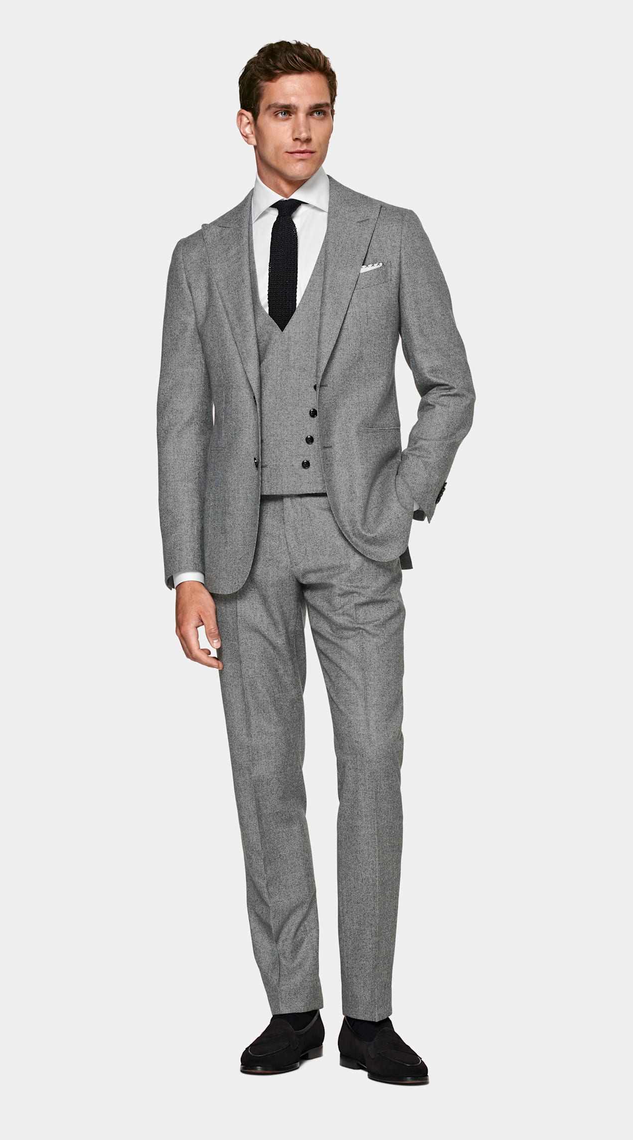 Costume trois pièces Havana coupe Tailored gris moyen pied-de-poule