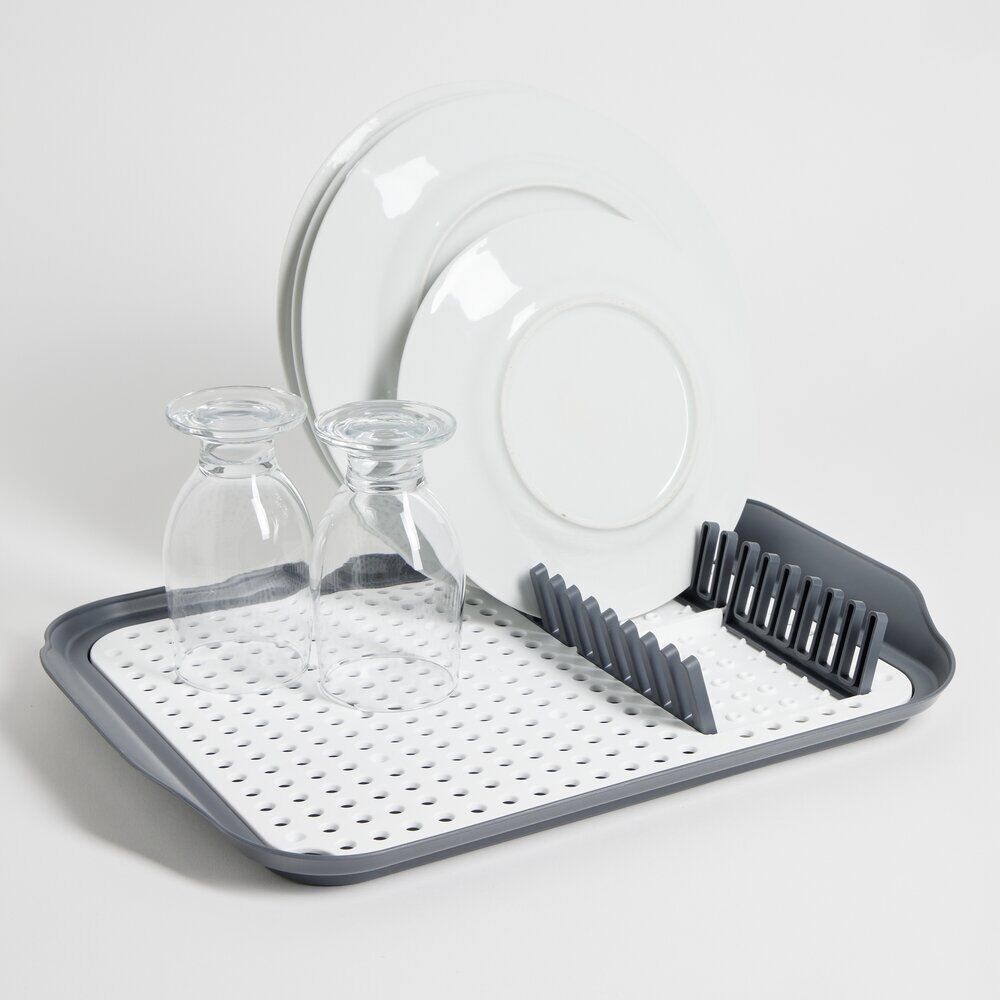 Égouttoir à vaisselle 30,3x41,5x3,8cm plastique gris et blanc