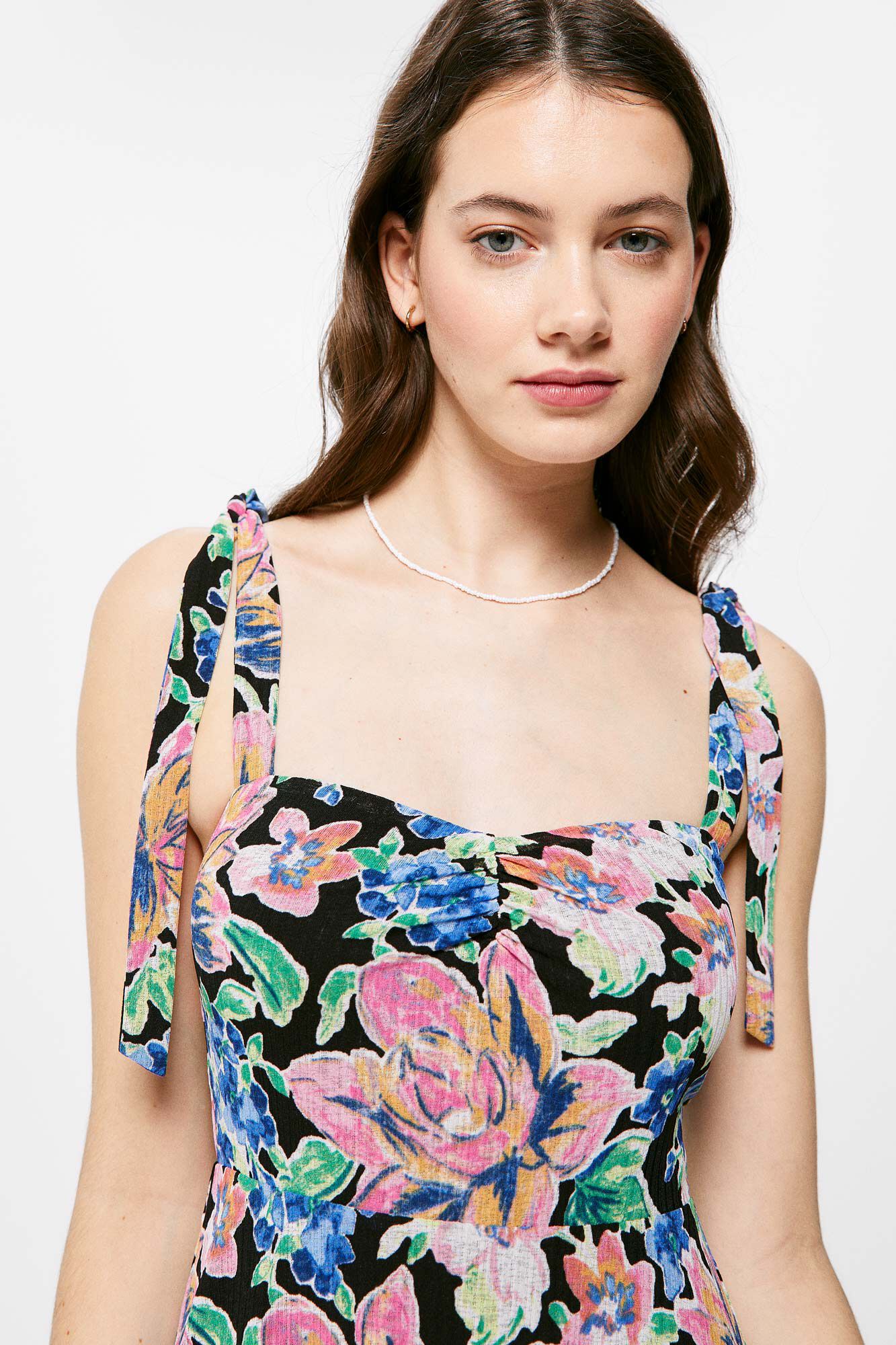 Vestido midi com estampa de laço Triantes - Preto