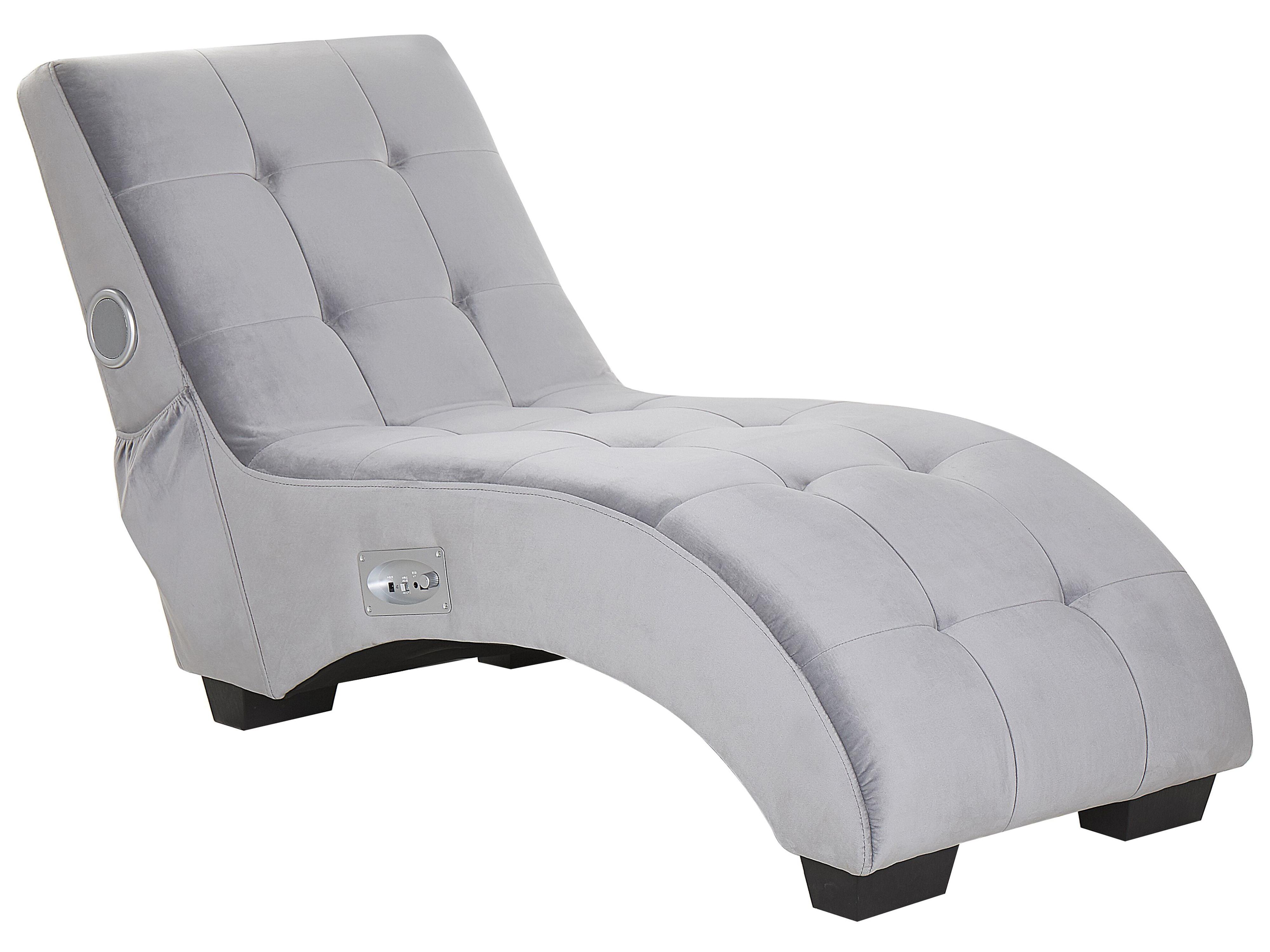 Chaise longue SIMORRE Fluweel Grijs met ingebouwde Bluetooth speaker