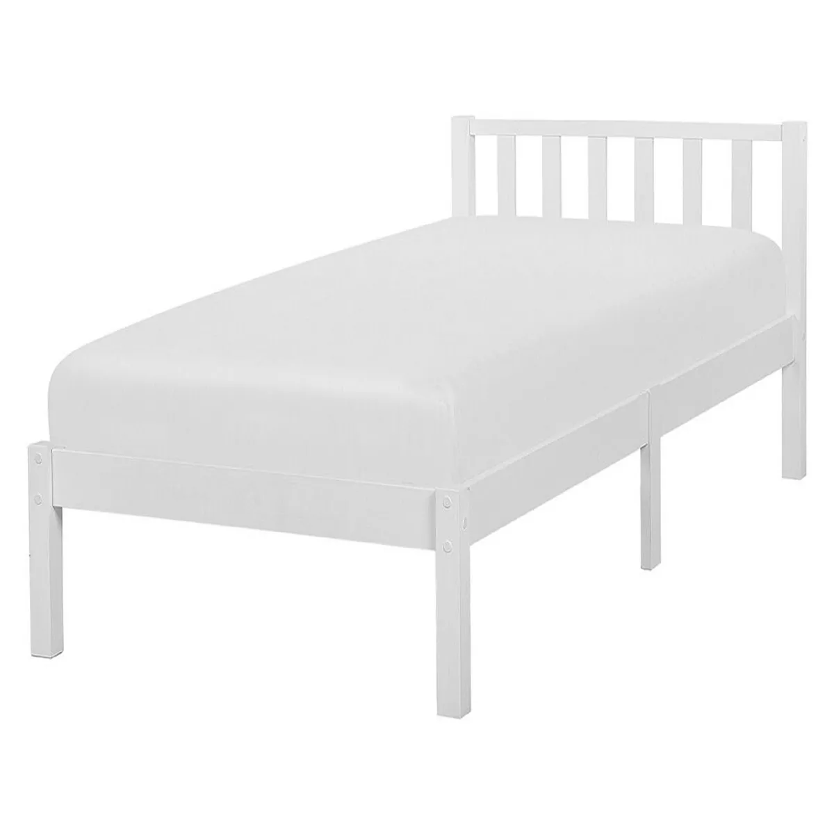 Beliani Lit avec sommier FLORAC 90x200 cm - Bois Blanc