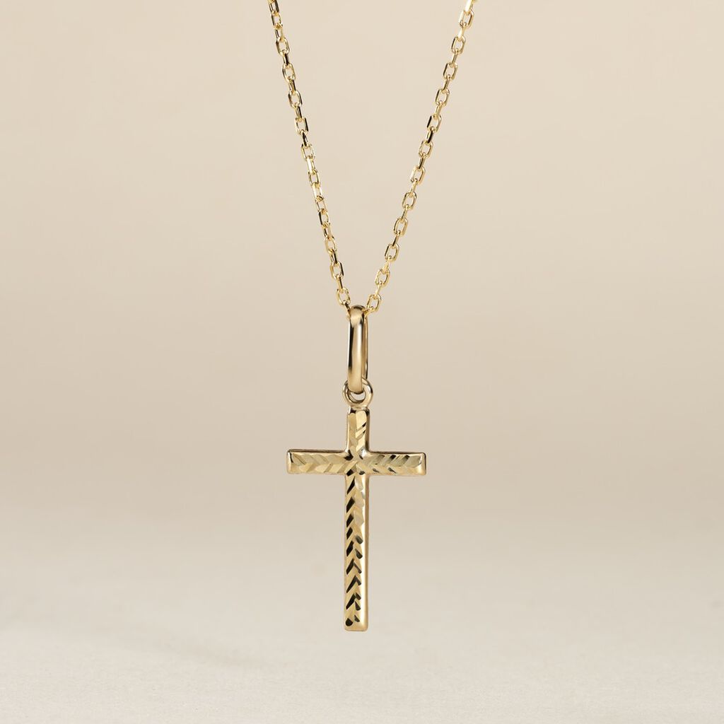 Pendentif Benny Croix Ciselee Or Jaune