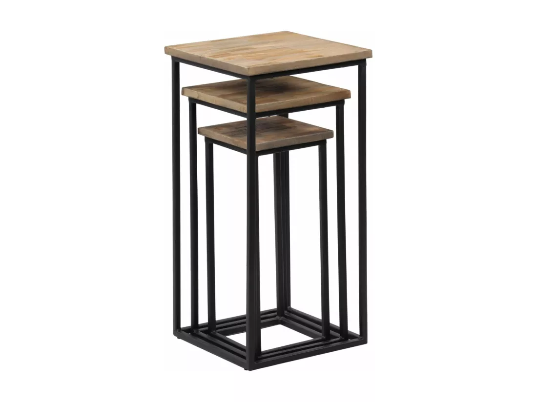 Ensemble de tables pour plante 3 pièces Teck recyclé