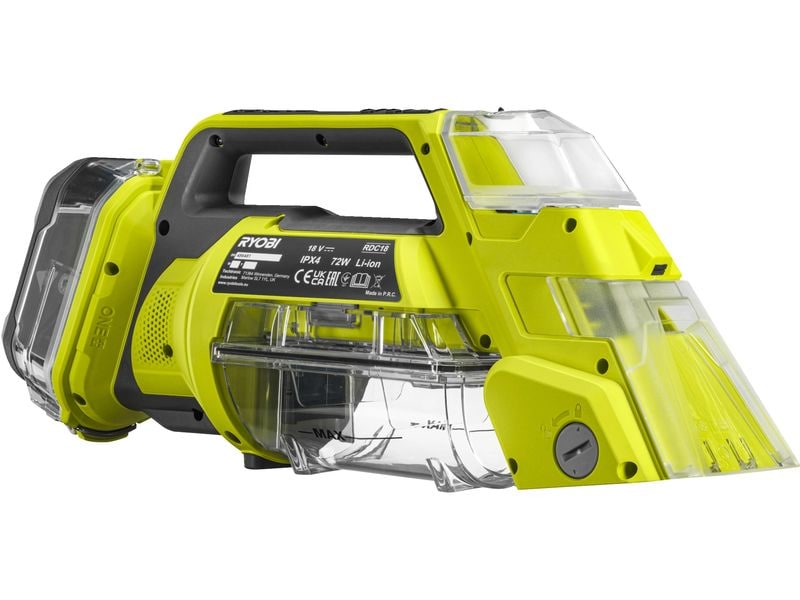 RYOBI Akku-Textielreiniger RDC18-0 ohne Akku und Ladegerät Akkubetriebener Textilreiniger, ideal für die Reinigung von Polstermöbeln, Autoinnenräumen und anderen textilen Oberflächen
