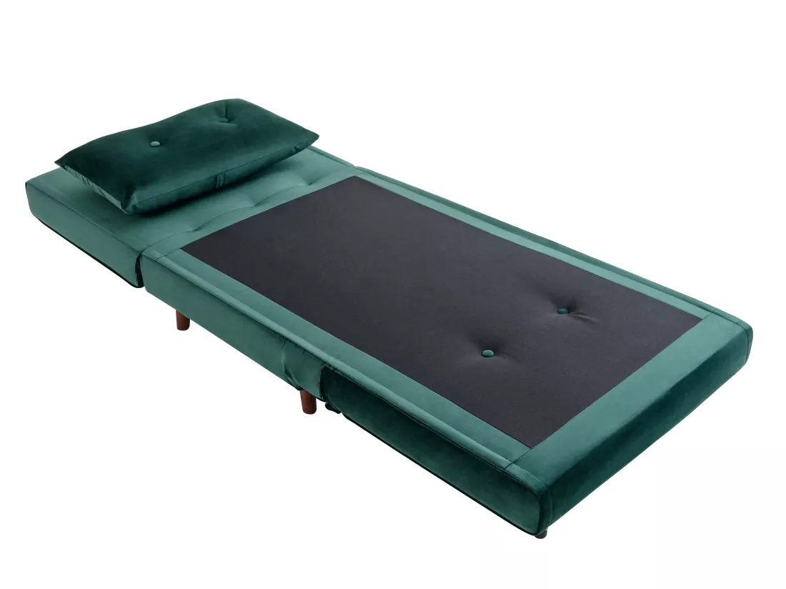 Fauteuil convertible en velours vert sapin URIBIA