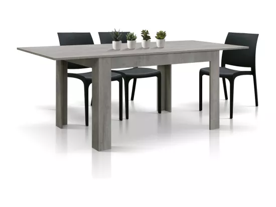 Table en bois finition gris ciment, extensible 140×90-220×90 cm - LIPARI