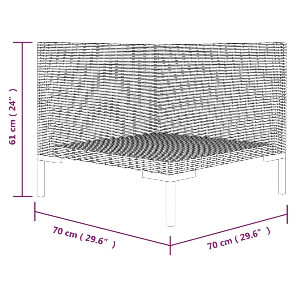 vidaXL - Tuinbank - Grijs - Poly rattan - Met kussens