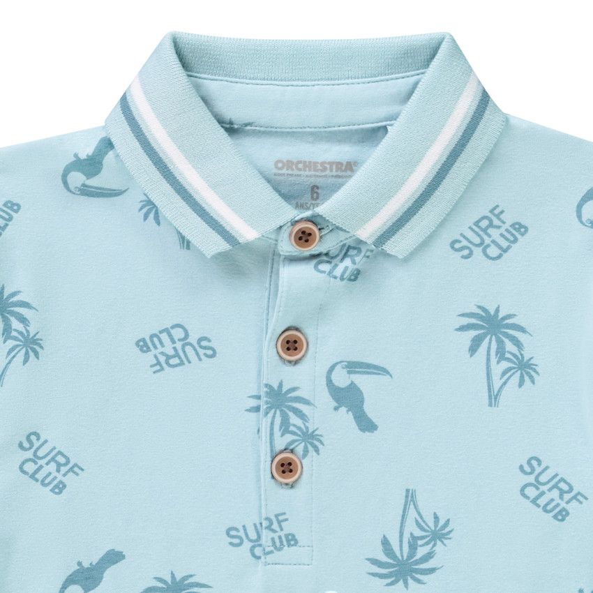 Polo manches courtes en jersey avec imprimé pour garçon - Bleu