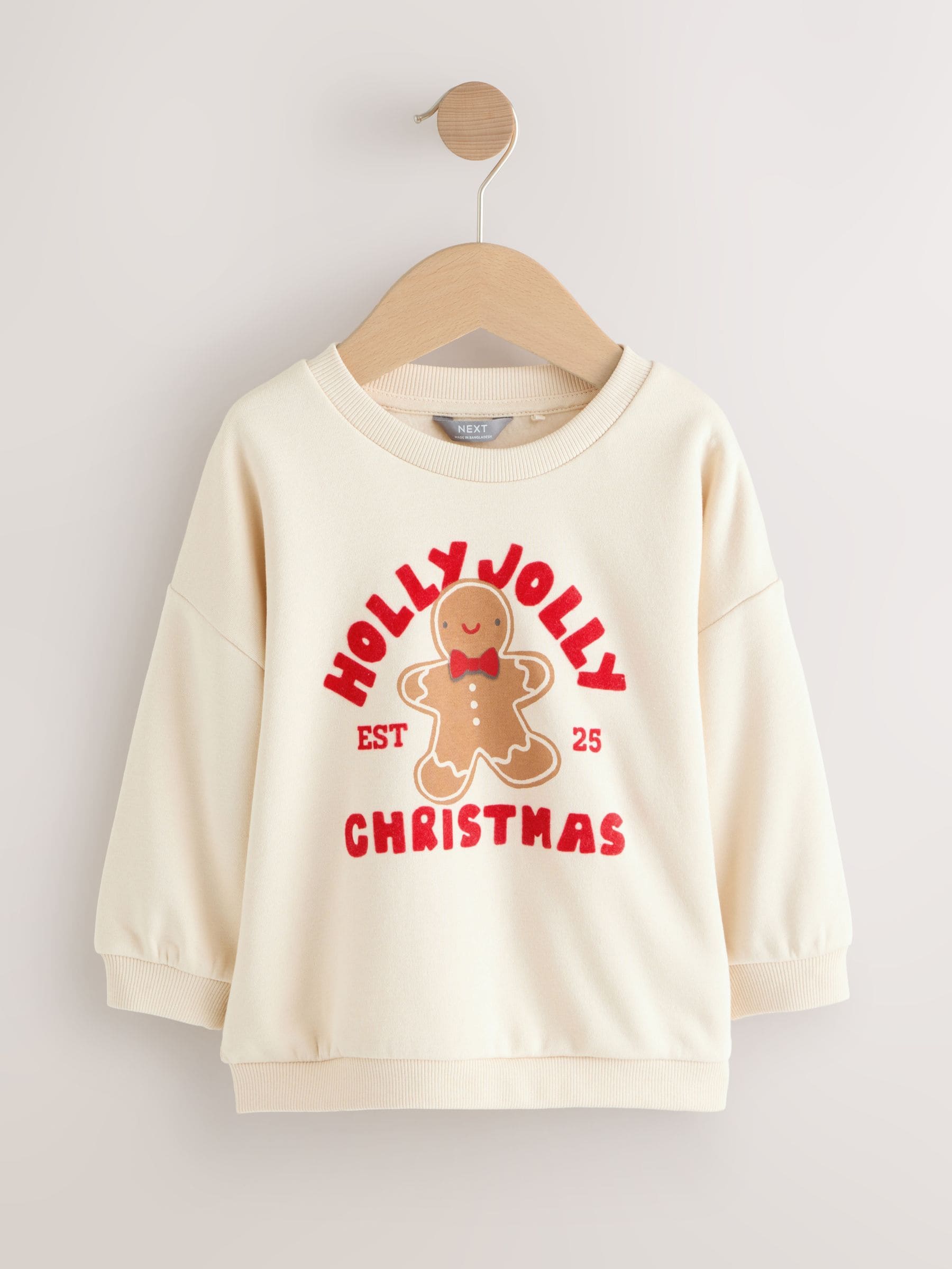 Ecru - Kersttrui met ronde hals (3mnd-7jr)