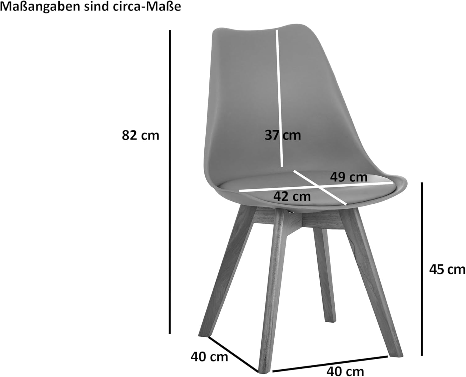 SAM 3-TLG. Essgruppe Quinn | Esstisch mit 2 Stühlen | 80x80 cm | Esstisch mit echter Baumkante | Akazienholz massiv + Naturfarben | U-Gestell Schwarz | 2X Schalenstuhl Grau