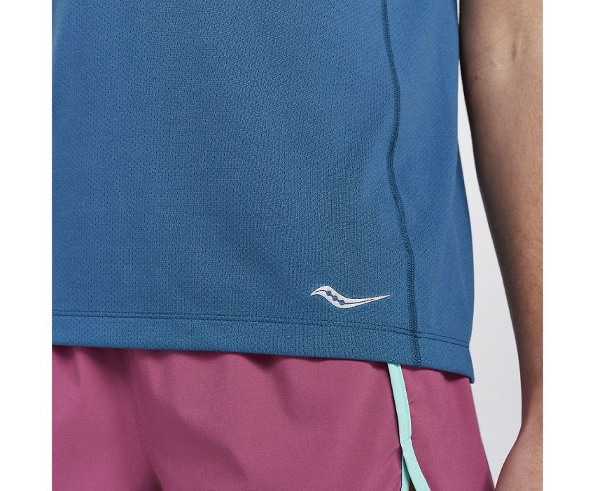 Saucony Stopwatch Hardloopshirt Korte Mouwen Blauw Dames