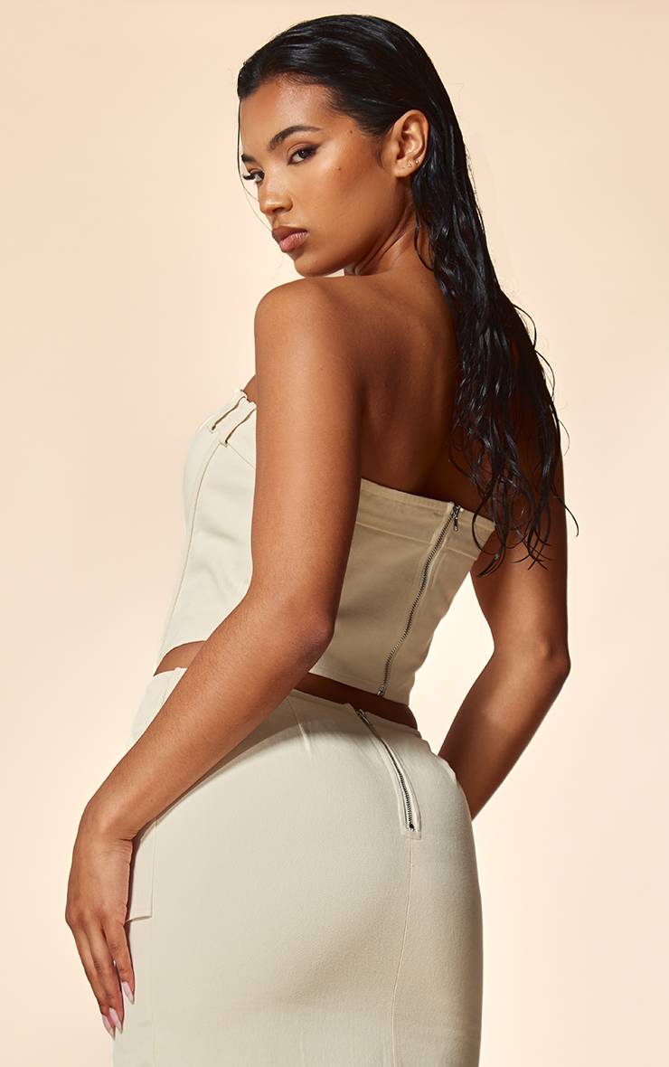 Ecru Corset À Détails De Panneaux En Sergé De Coton Label PLT