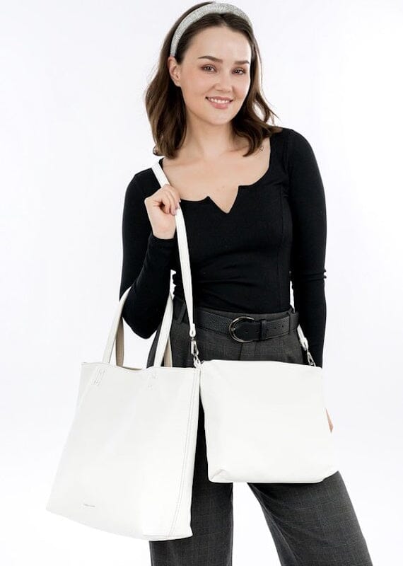 Emily & Noah Eva Bag in Bag Reversible Shopper White