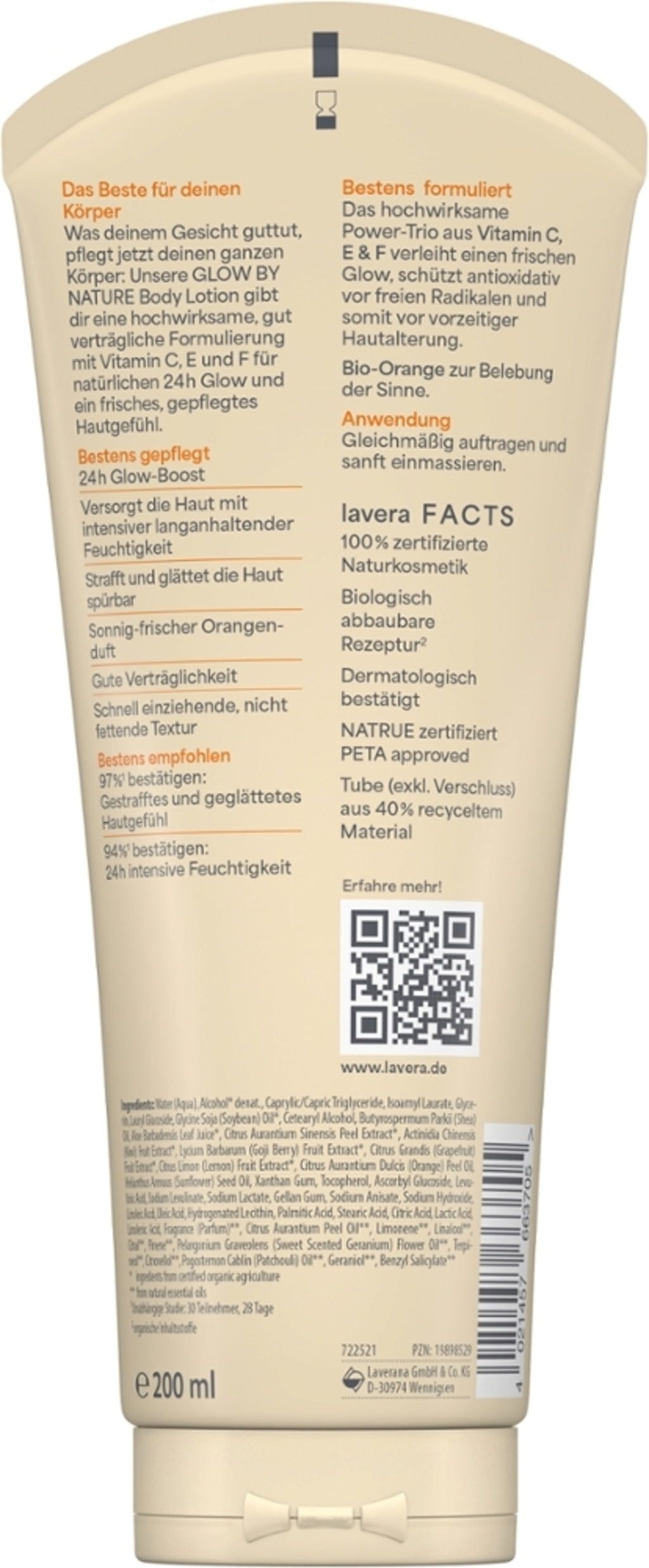 lavera  Glow by Nature Body Lotion, 200 ml