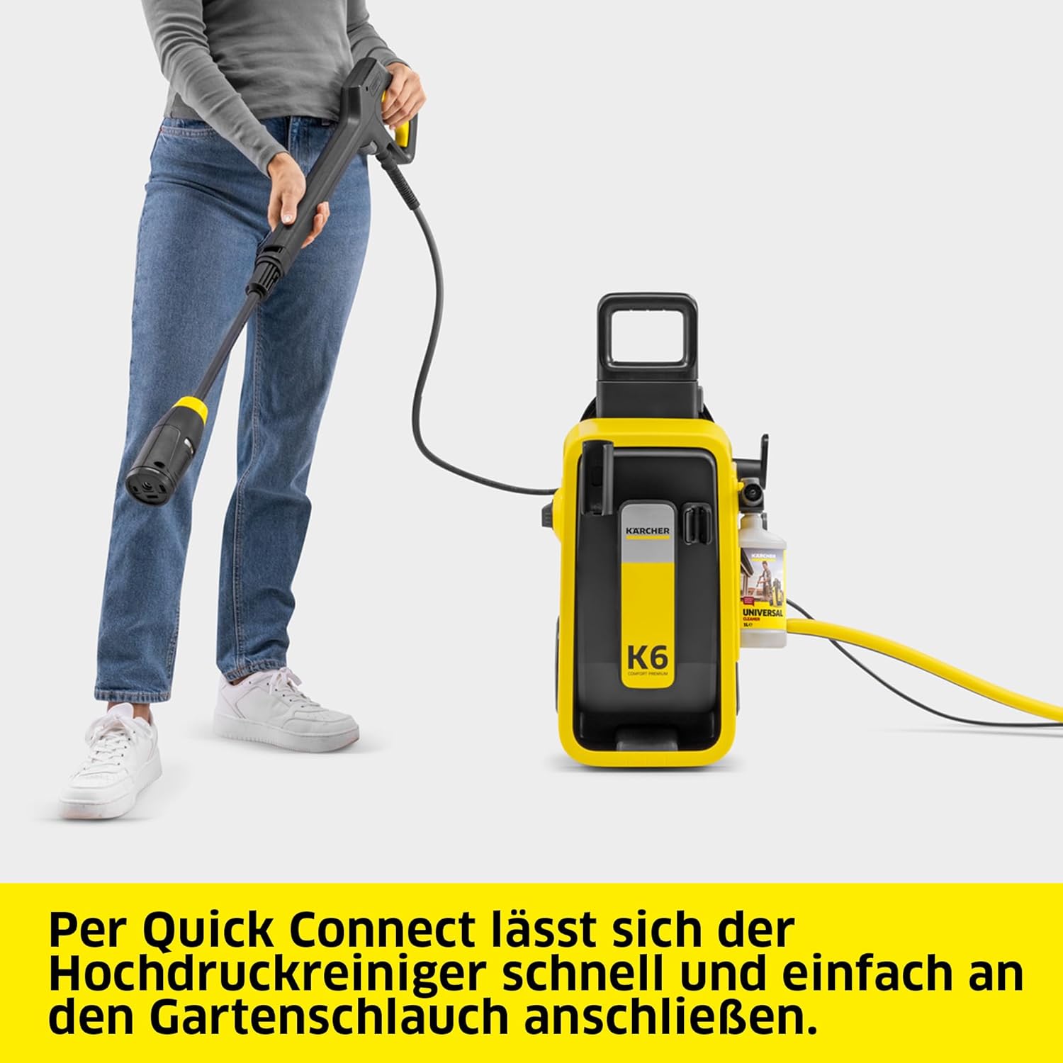 Kärcher Hochdruckreiniger K 6 Comfort Premium, Druck: 160 bar, Fördermenge: 510 l/h, Fläche: 50 m²/h, Gewicht: 18,2 kg, extra Flexibler Hochdruckschlauch, Schlauchtrommel, 4-in-1 Multi Jet