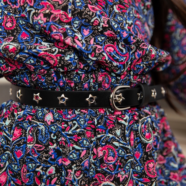 Meisjes riem met zilverkleurige sterren zwart