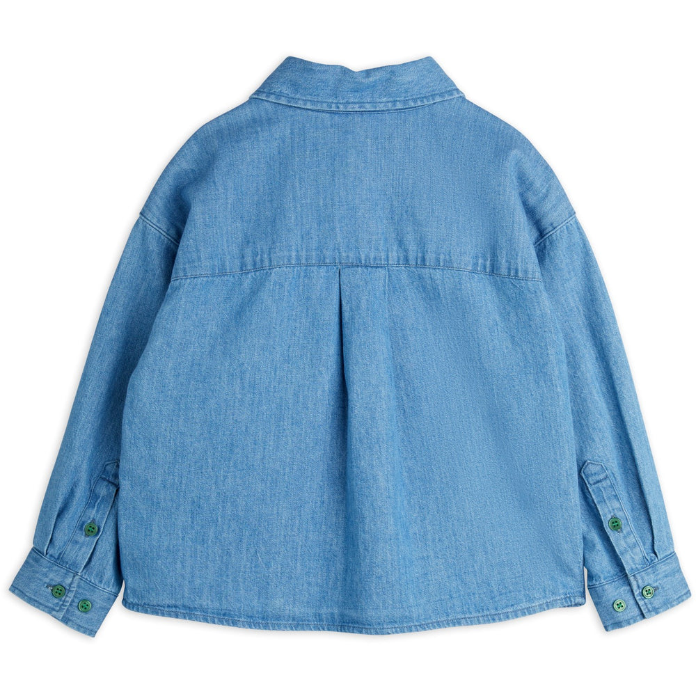 Køb Mini Rodini Blue Note Embroidery Lightweight Denim Skjorte