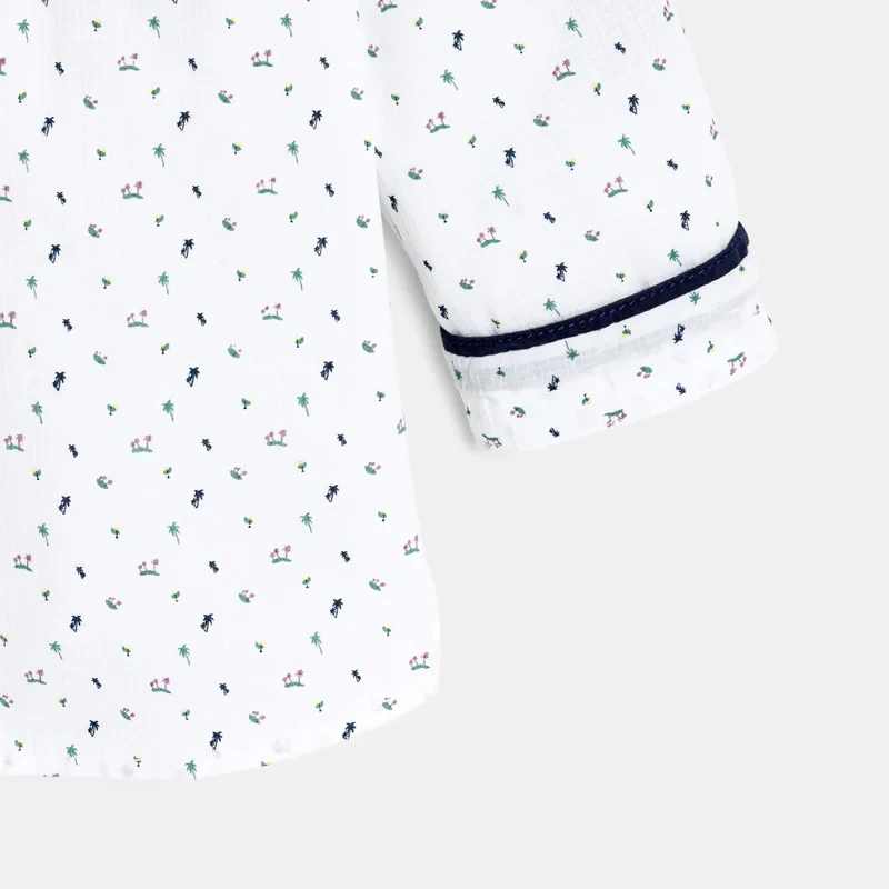 Chemise modulable coton fantaisie palmiers blanc bébé garçon Blanc