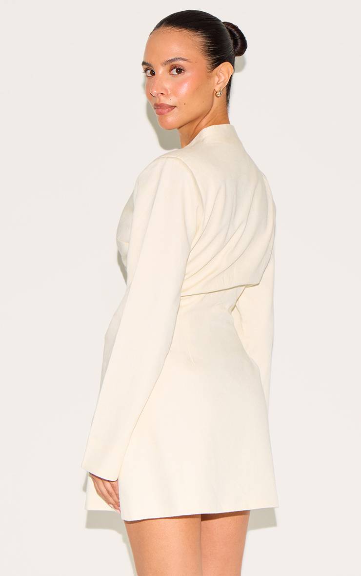 Robe Petite À Manches Longues Col En V Effet Lin