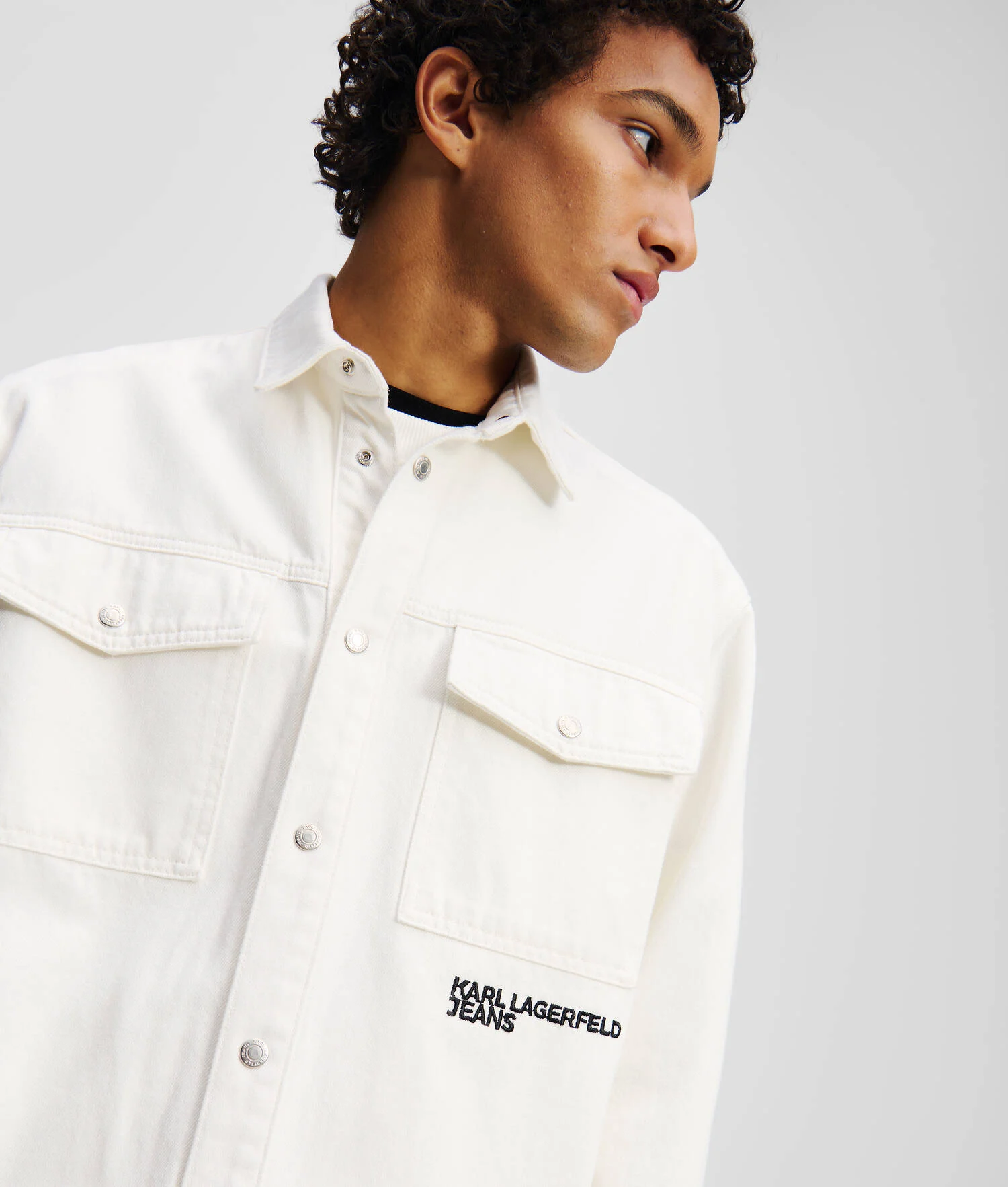 SURCHEMISE EN JEAN AVEC IMPRIMÉ KARL - Denim Blanc