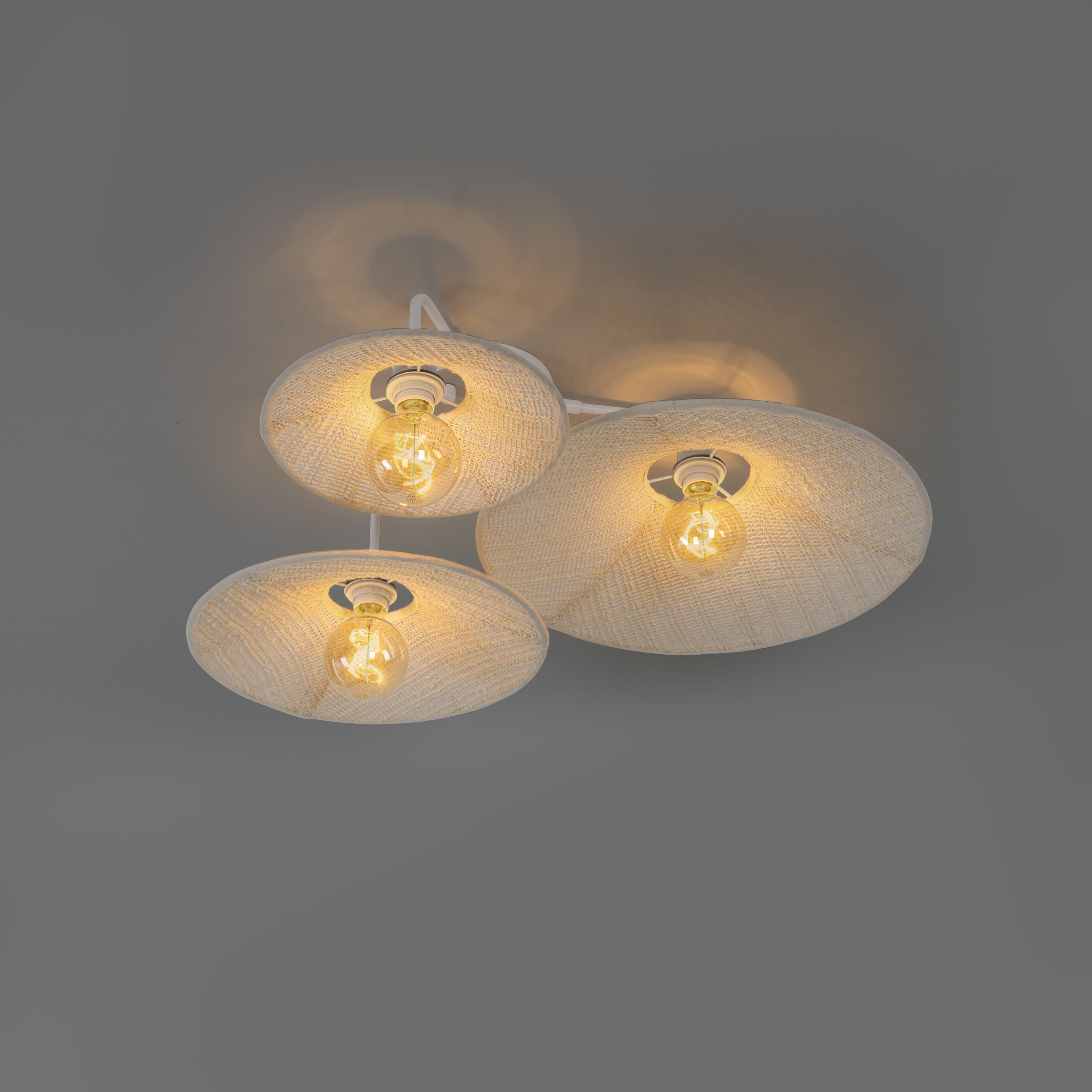 Design plafondlamp wit met stof 3-lichts - Jane