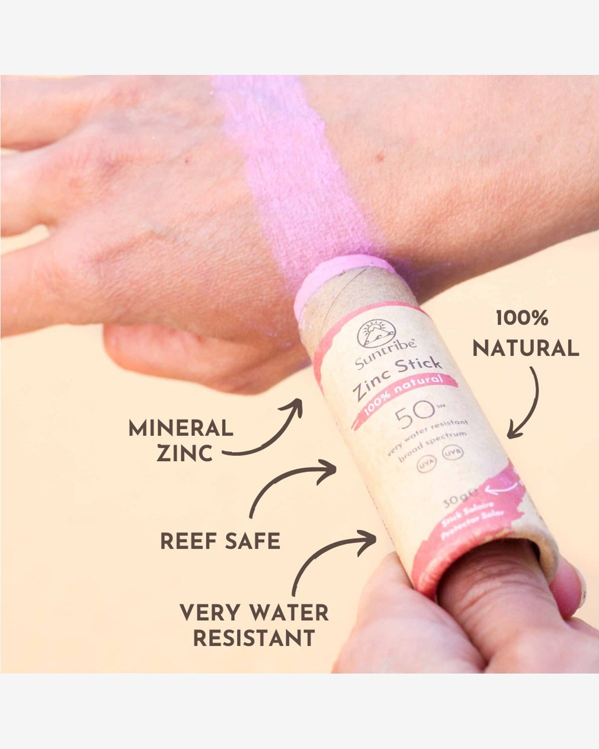 Solkrem, Sunstick SPF50 – 100% Naturlig – Zinc Stick 30ml