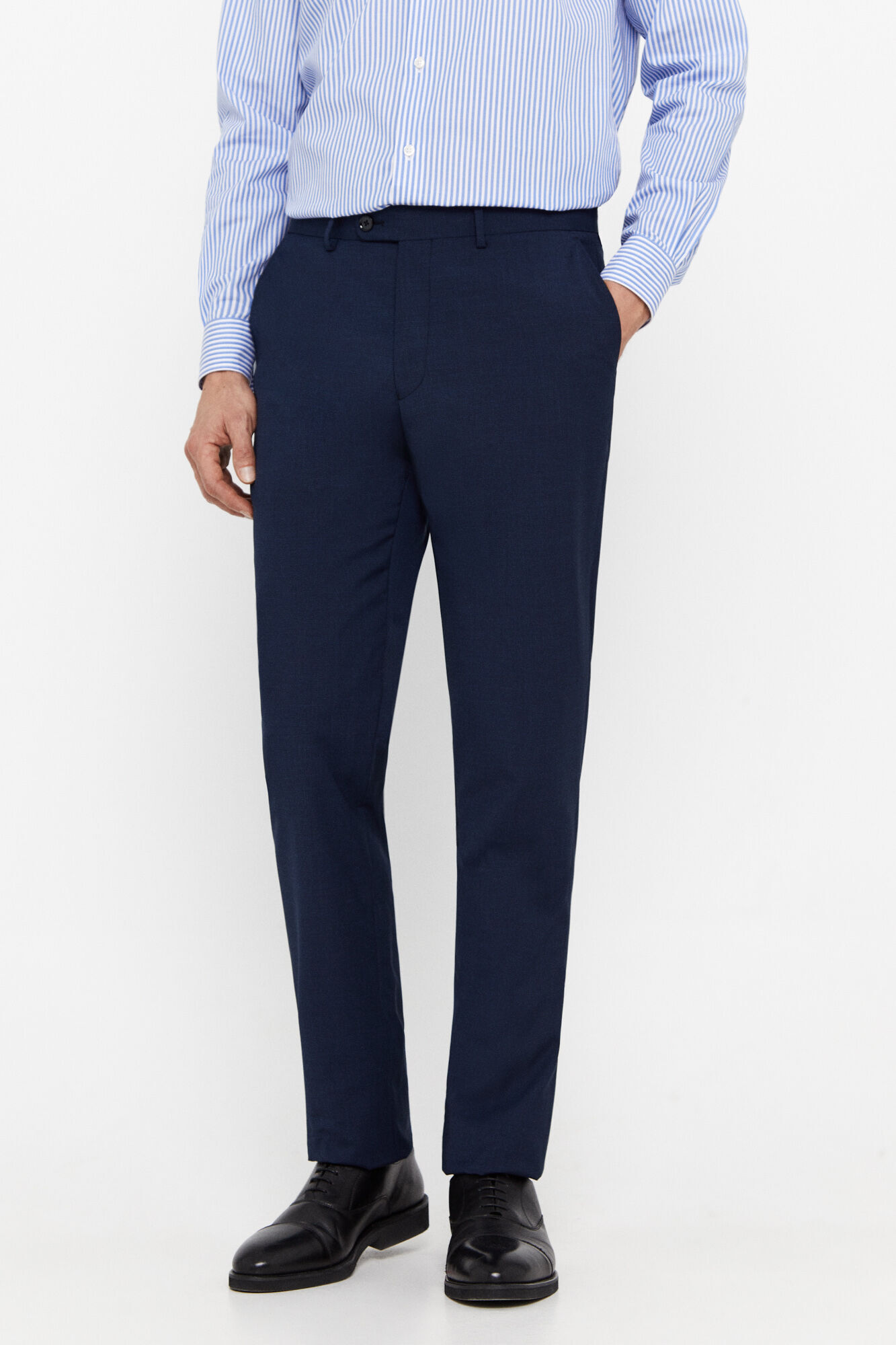 Calça slim pied-de-poule - Azul marinho