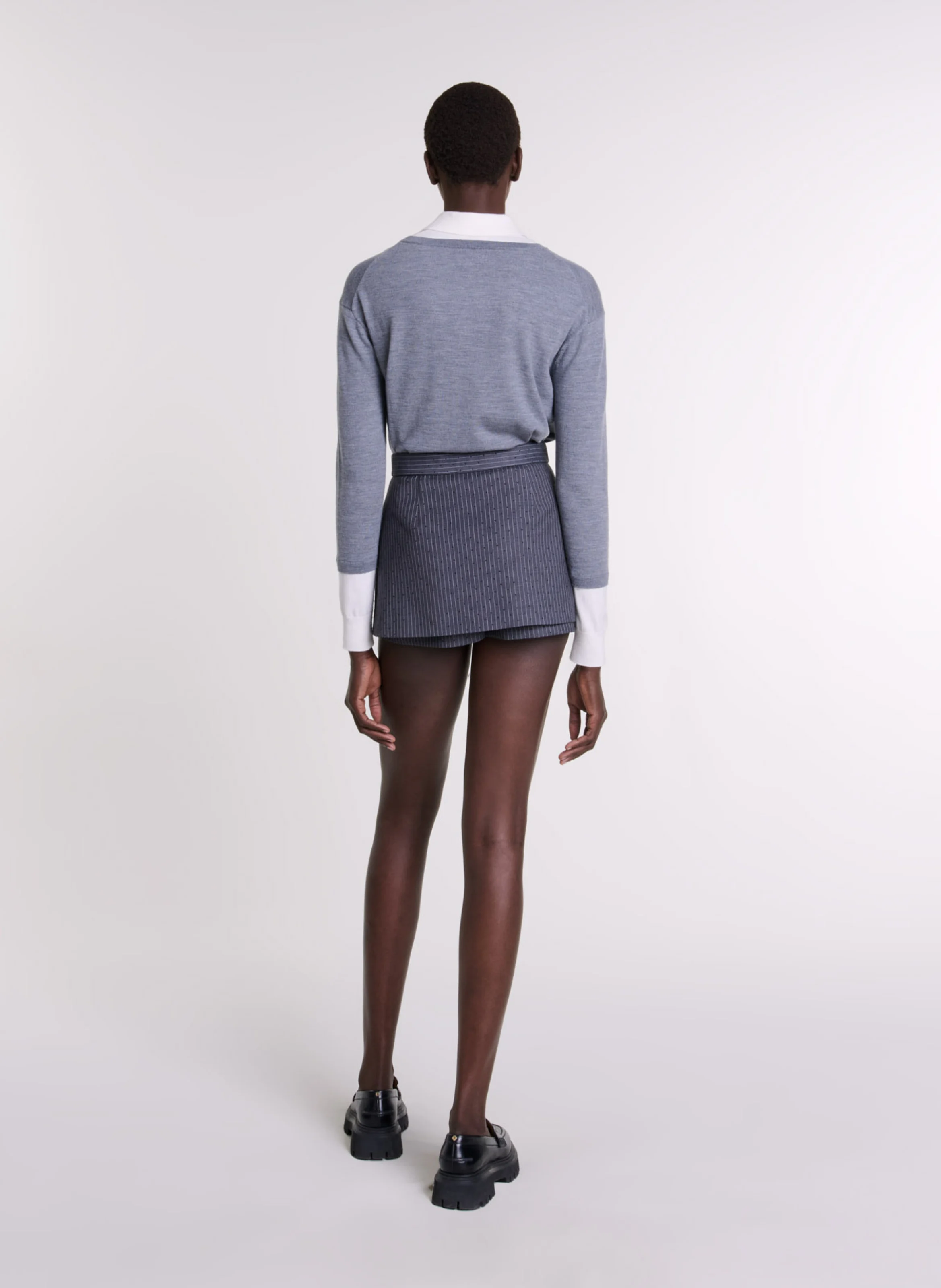 Short taille haute droit à rayures | Rayé
