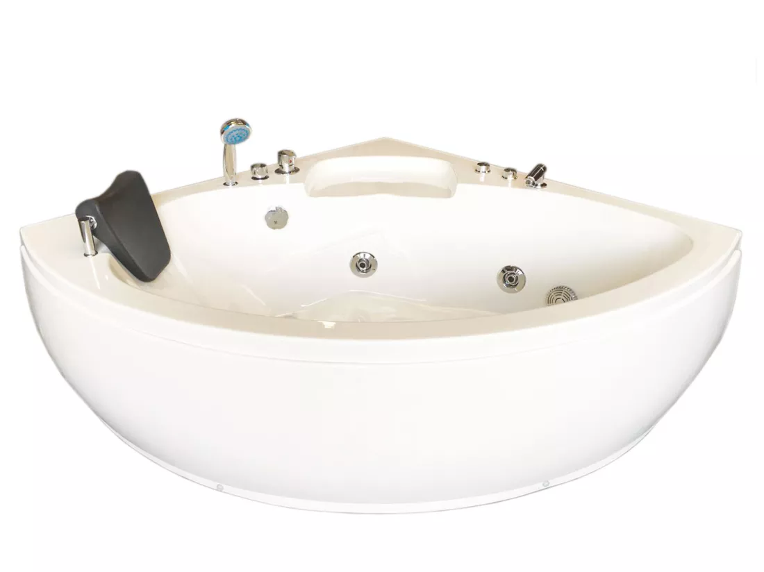 Baignoire Balnèo blanc 135 X 135 cm pour 2 personnes 9 jets – Briony