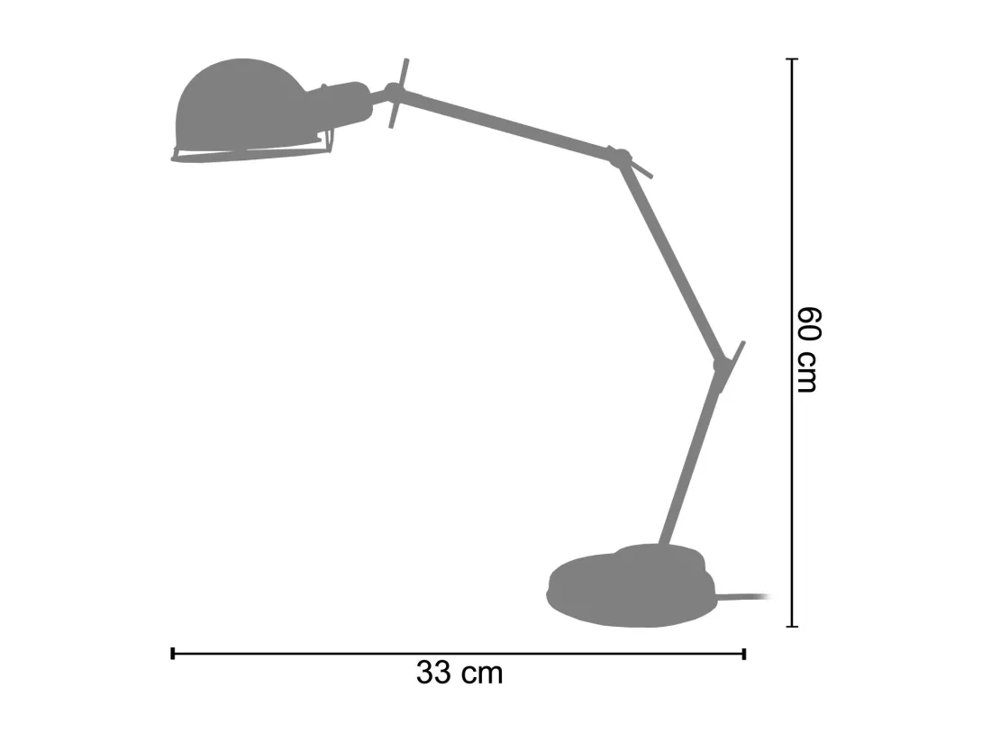 Lampe de bureau articulé métal aluminium 60 cm.