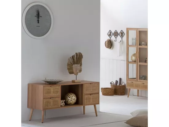 Horloge murale en bois et métal gris 60x60x6h