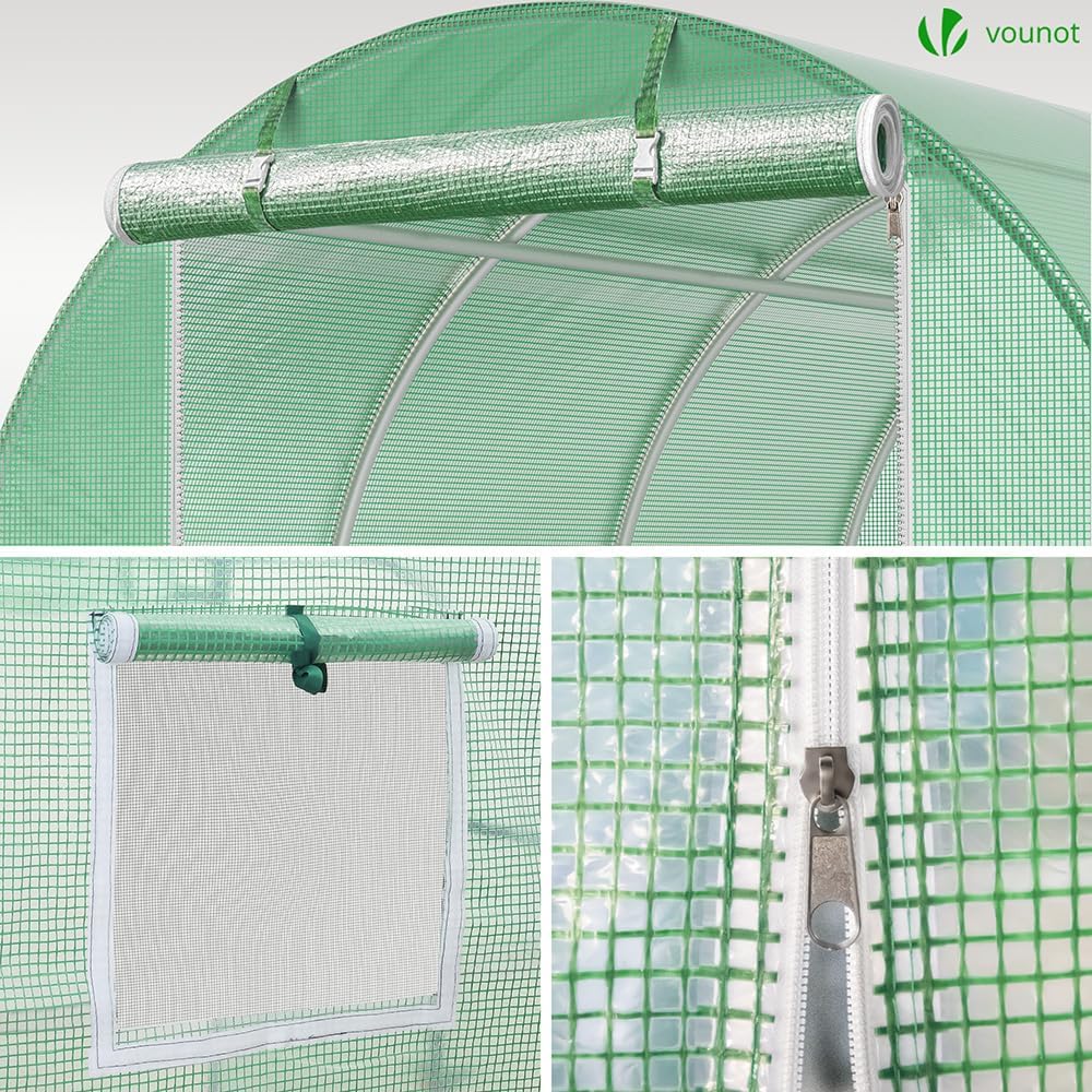 VOUNOT® Gewächshaus Foliengewächshaus Winterfest Tomatenhaus Folientunnel, 4x3x2m 12m² Grün