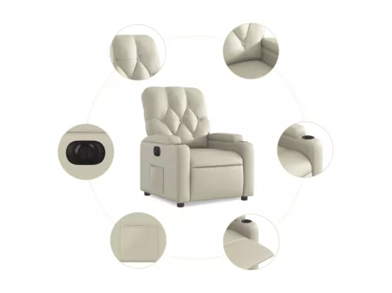 Fauteuil inclinable électrique Crème Similicuir
