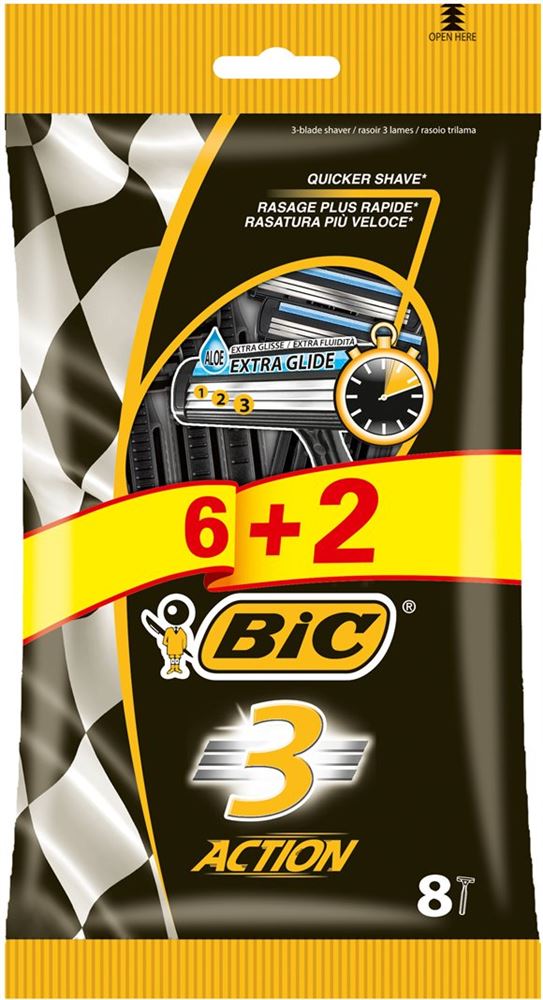Bic 3 Action 3-Klingenrasierer für Herren 6 2 Stück Btl 1 Stk