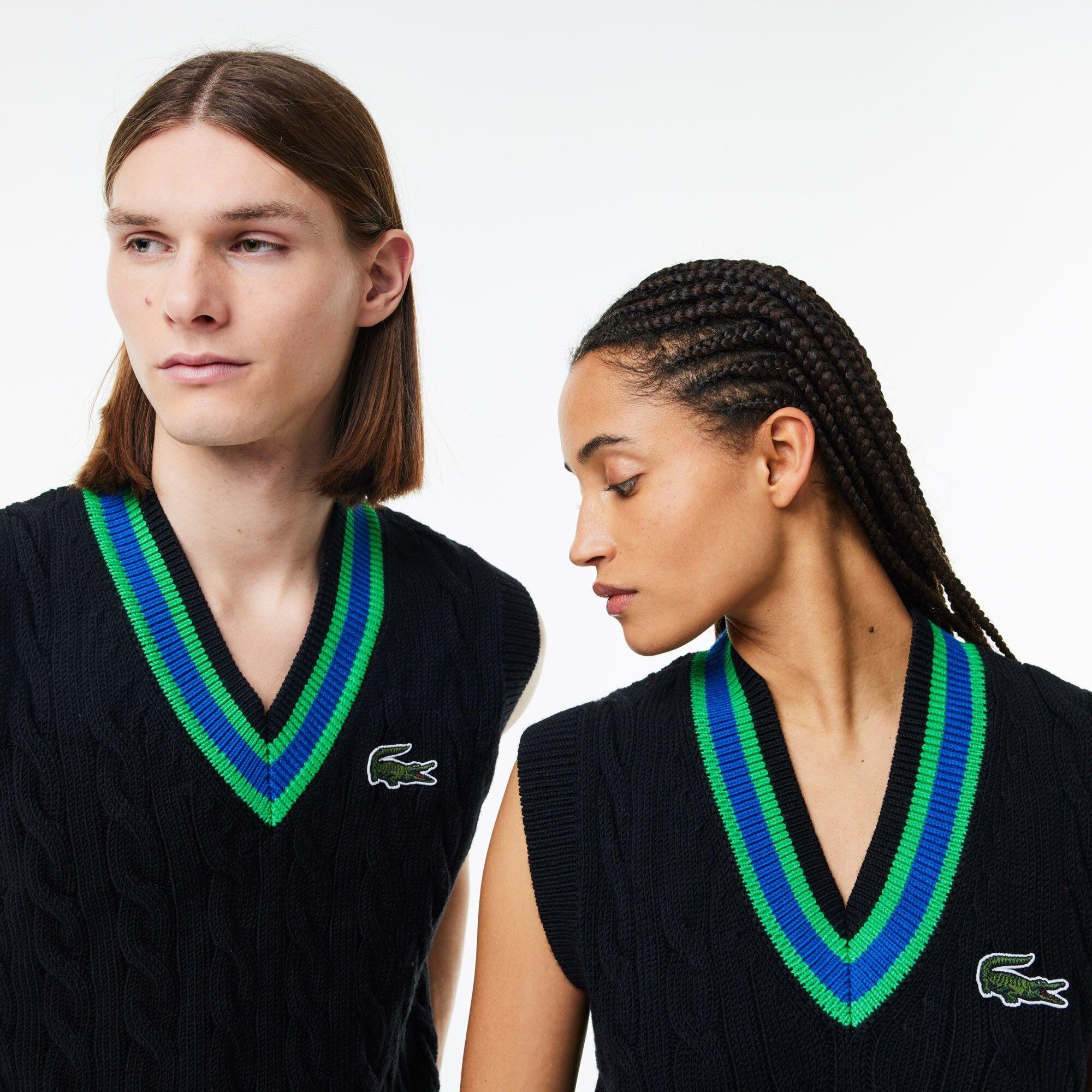 Lacoste V Neck Cable Knit Sweater Vest