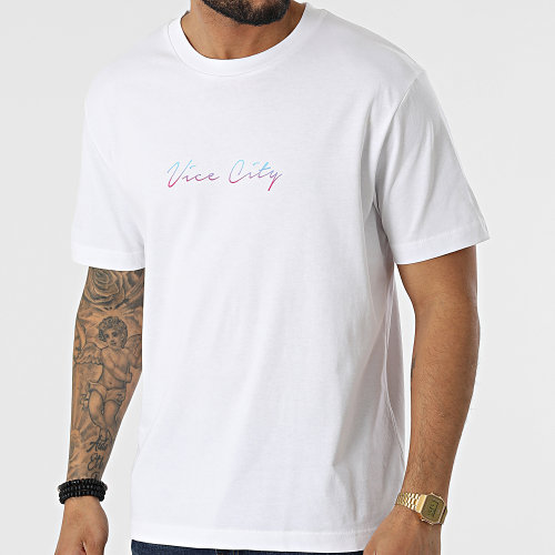 Tee Shirt Oversize Large Vice City Los Angeles Blanc