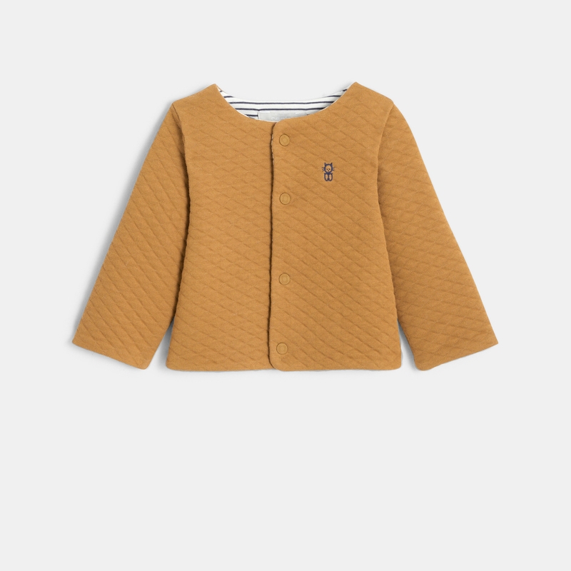 Cardigan damassé en molleton marron naissance