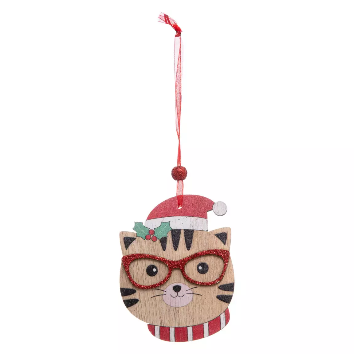 Lot de 4 Chats à suspendre (H12 cm) Christmas Multicolore