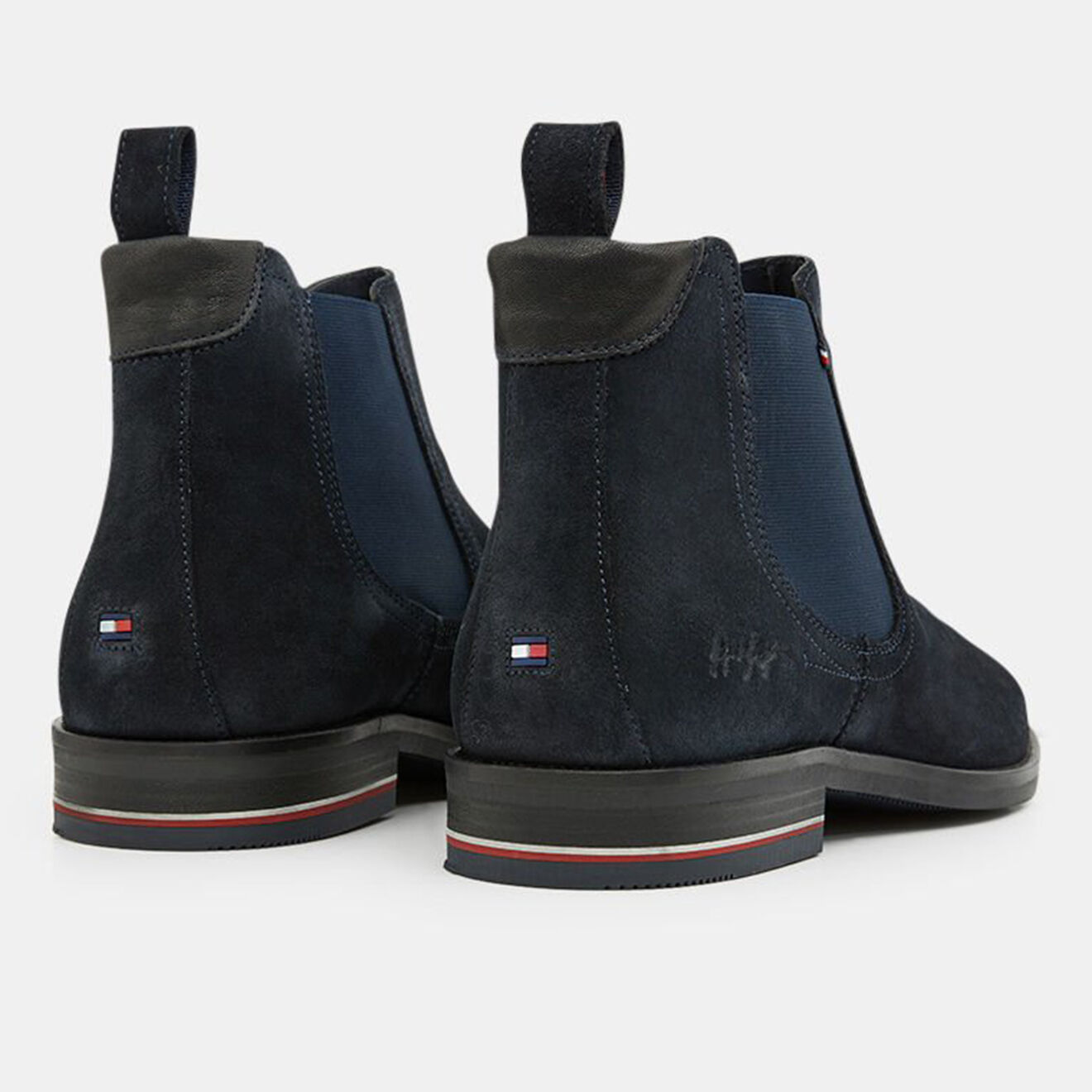 Tommy Hilfiger Chelsea boots en Velours de Cuir Signature bleu marine