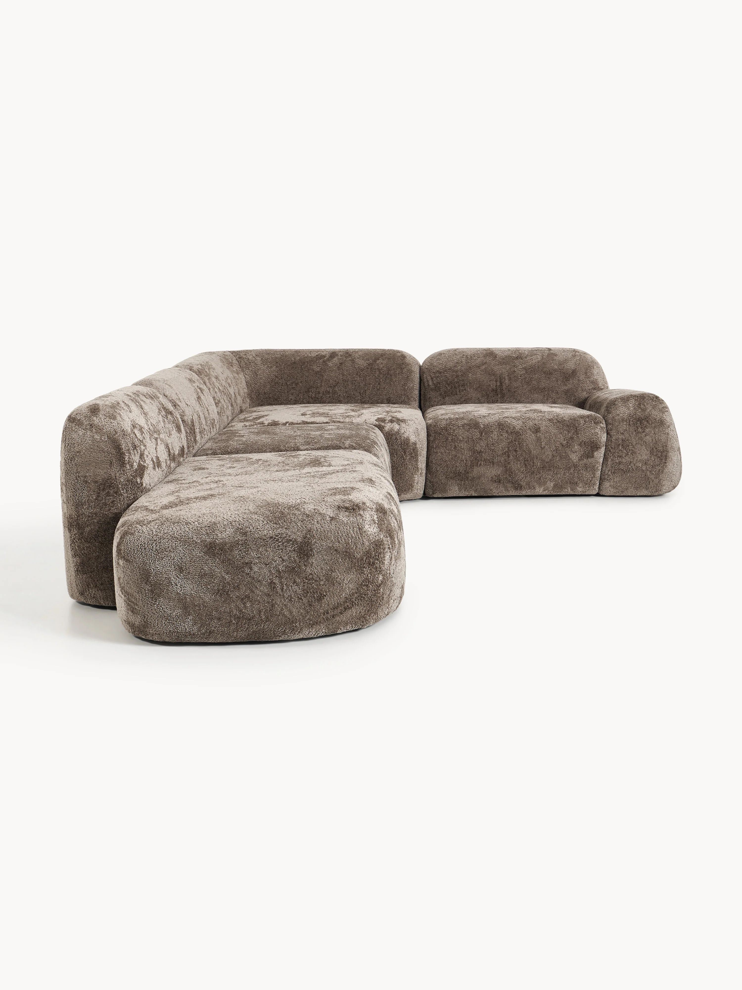 XL modulaire teddy bouclé hoekbank Wolke (4-zits) met chaise longue