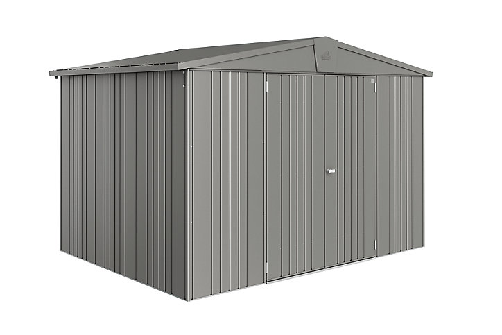 Abri de jardin double porte Biohort Europa T5 en métal coloris gris quartz métallique ép.0,53 mm surface extérieure 7,2 m²