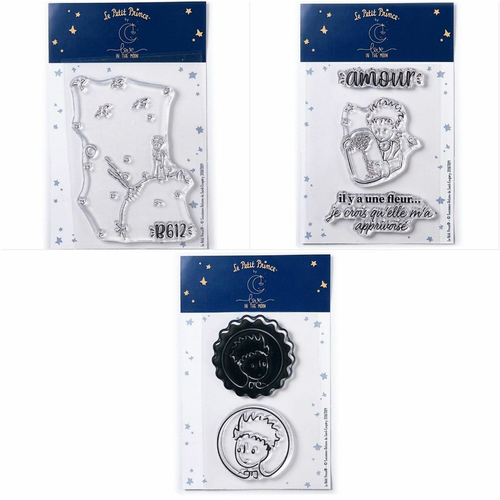 6 tampons transparents le petit prince et astéroïd + fleur + portraits