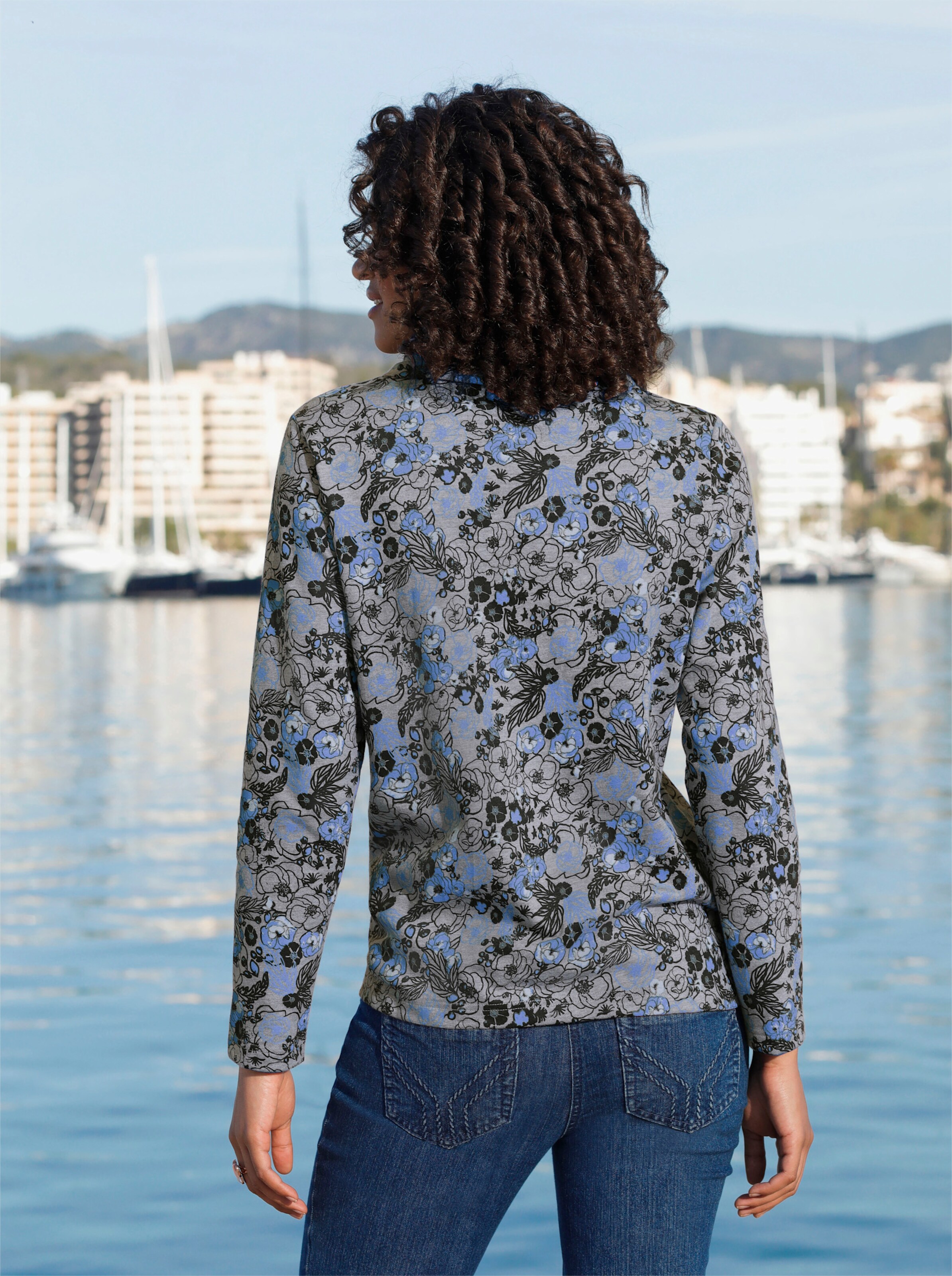 Sweatshirt mit Blüten-Druck