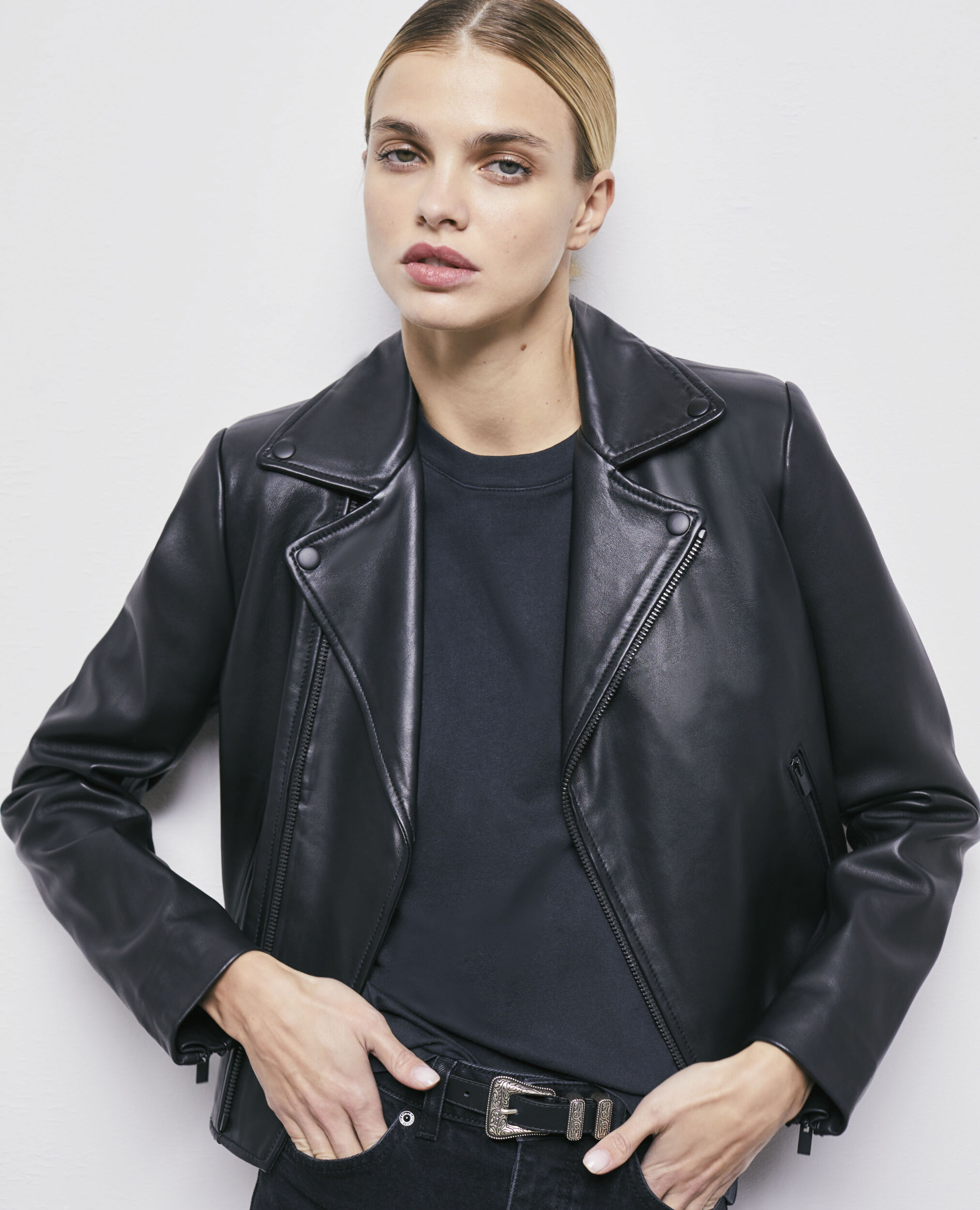 Blouson en cuir noir