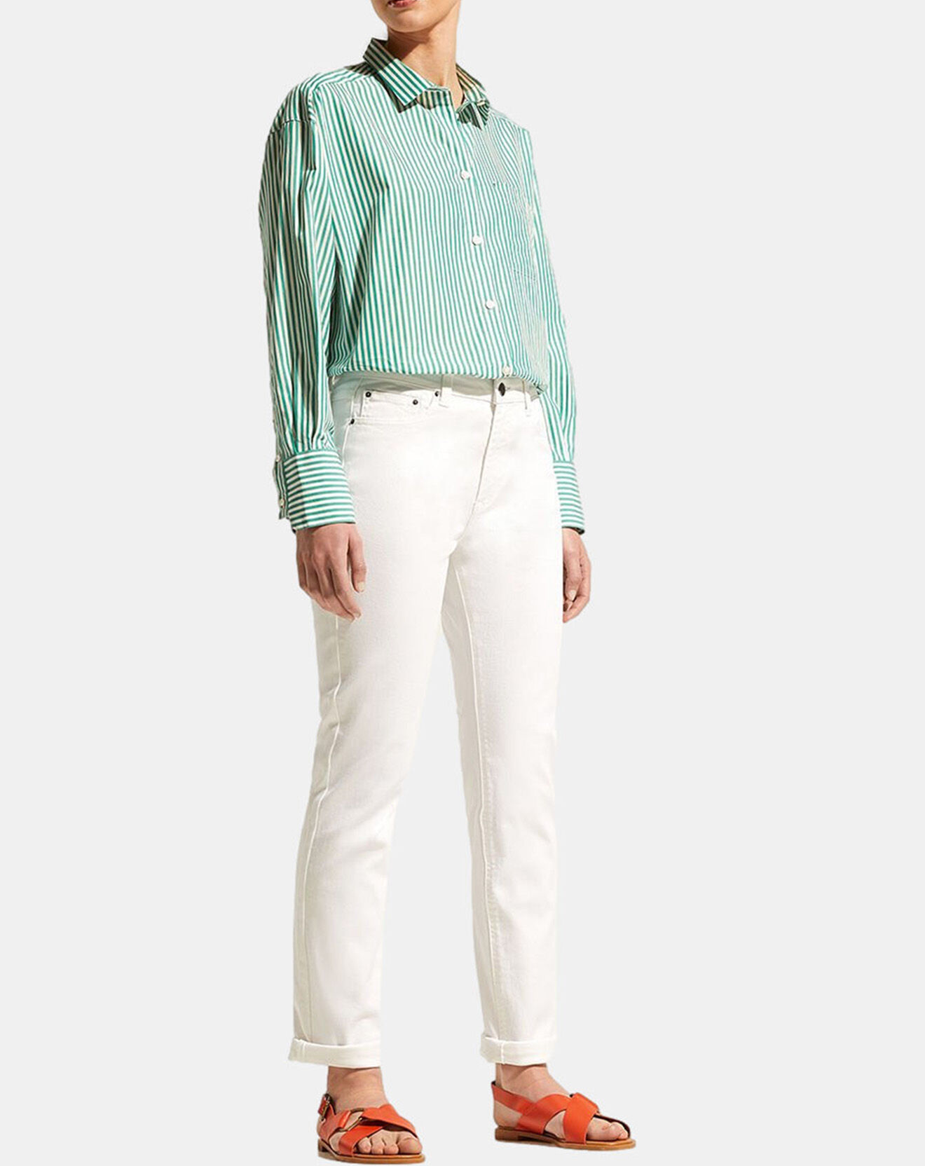 Galeries Lafayette Jean en Coton Bio Lregular blanc