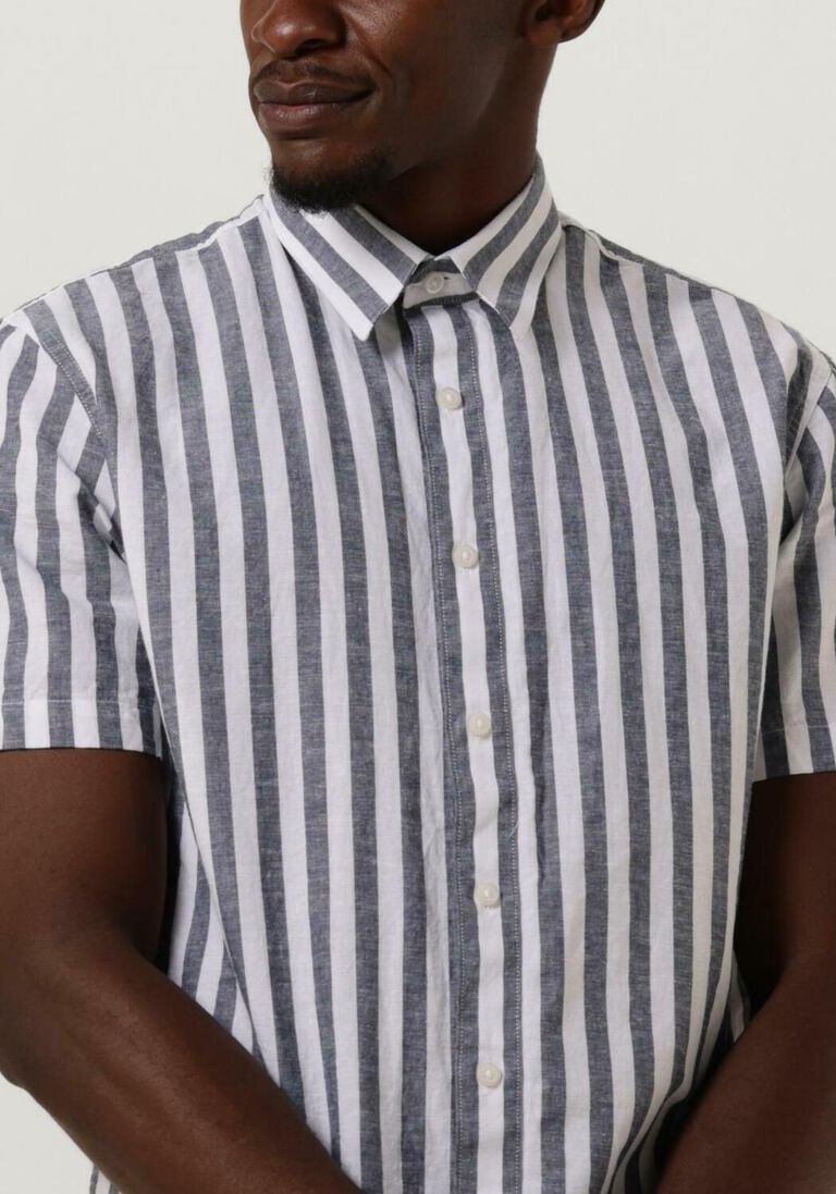SELECTED HOMME donkerblauwe selected homme casual overhemd slhslimnew-linen shirts ss classic w
