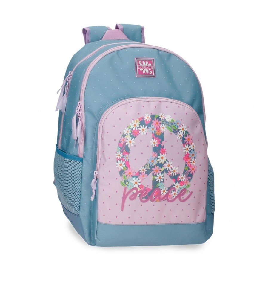 Roll Road Mochila Escolar Roll Road Peace Dos Compartimentos adaptable a carro azul, rosa