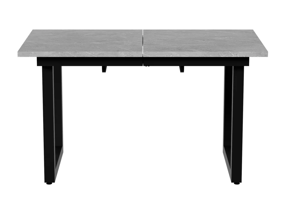 Table à manger extensible 4 à 6 couverts - 140/180 x 80 x 75 cm - MDF et pièds en fer - Effet marbre - Gris