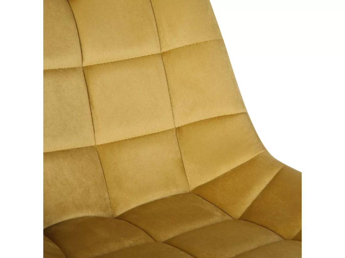 Chaise de bureau - Velours & Métal chromé - Jaune - Medford